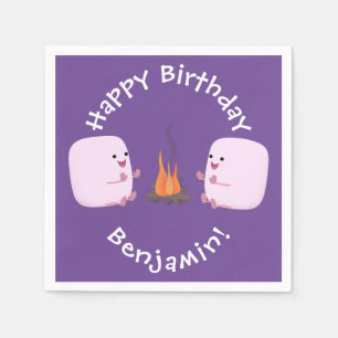 Serviette En Papier Marshmallows mignons roses par dessin animé sur le