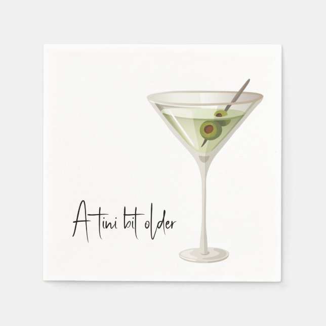 Serviette En Papier Martini Anniversaire Sur Blanc (Devant)