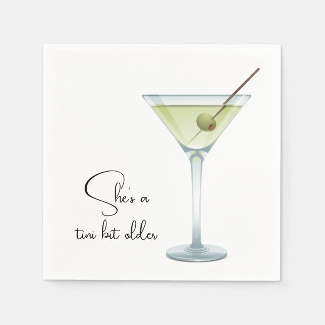 Serviette En Papier Martini Anniversaire Sur Blanc (Devant)