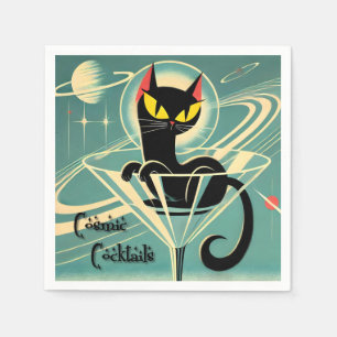 Serviette En Papier Martini Black Cat Futuriste Atomique Espace