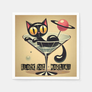 Serviette En Papier Martini Black Cat Futuriste Atomique Espace