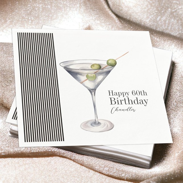 Serviette En Papier Martini Cocktail Elégant 60ème anniversaire fête (Créateur téléchargé)