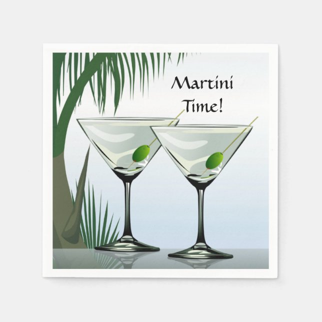 Serviette En Papier Martini Cocktail Tropical Beach Party (Devant)