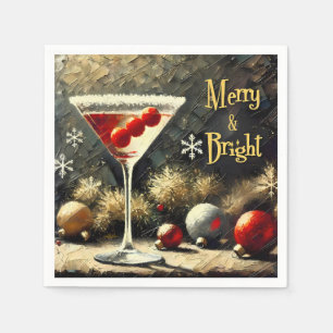Serviette En Papier Martini de Noël Triple Cranberry Rétro 50