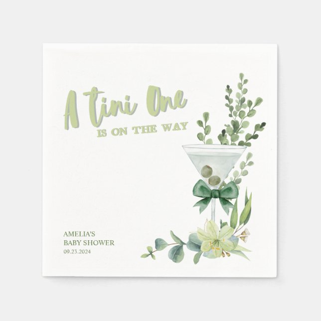 Serviette En Papier Martini Espresso baby shower vert et neutre pour l (Devant)
