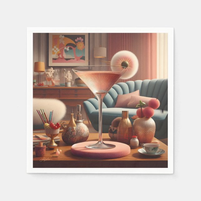 Serviette En Papier Martini Fleur de Cerisier Atomique (Devant)