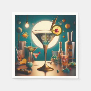 Serviette En Papier Martini futuriste à circuit imprimé atomique