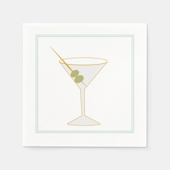Serviette En Papier Martini & Olive Cocktail Napkin (Devant)