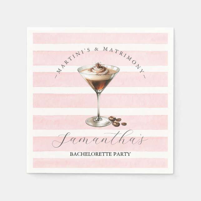 Serviette En Papier Martini rose et Cocktail de mariage (Devant)