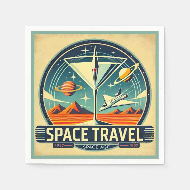 Serviette En Papier Martini Space Travel 1957 New Worlds Logo (Devant)