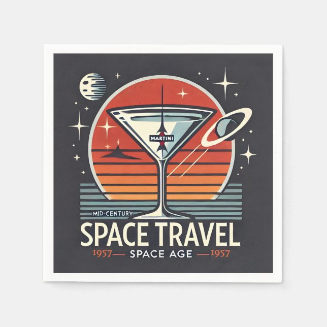 Serviette En Papier Martini Space Travel 1957 Space Age Logo (Devant)