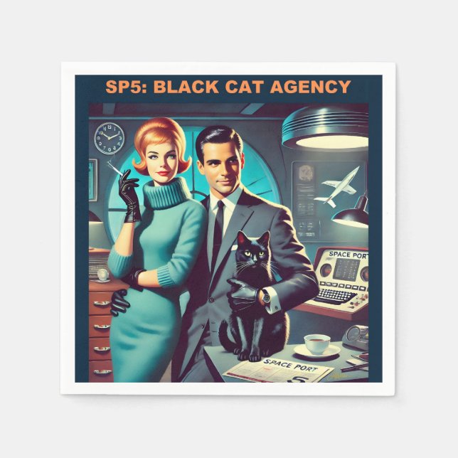 Serviette En Papier Martini Space Travel Poster SP5 : Agence de Chat N (Devant)