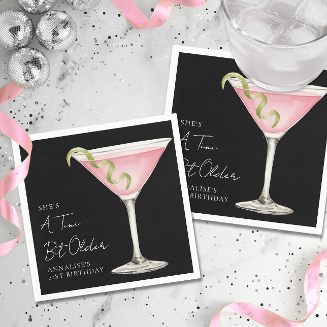 Serviette En Papier Martini Un peu plus vieille anniversaire (A Tini Bit Older Martini Birthday Party Napkins)