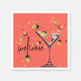 Serviette En Papier Martini Whimsical et olives