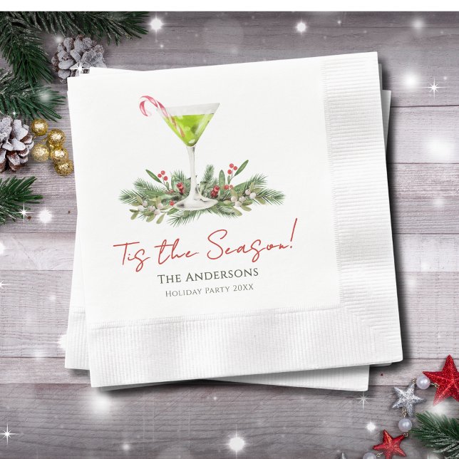 Serviette En Papier Martinis et Gui Soirée de Noël sur mesure (Créateur téléchargé)