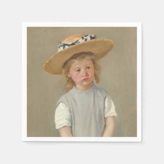 Serviette En Papier Mary Cassatt - Enfant en paille Casquette (Devant)