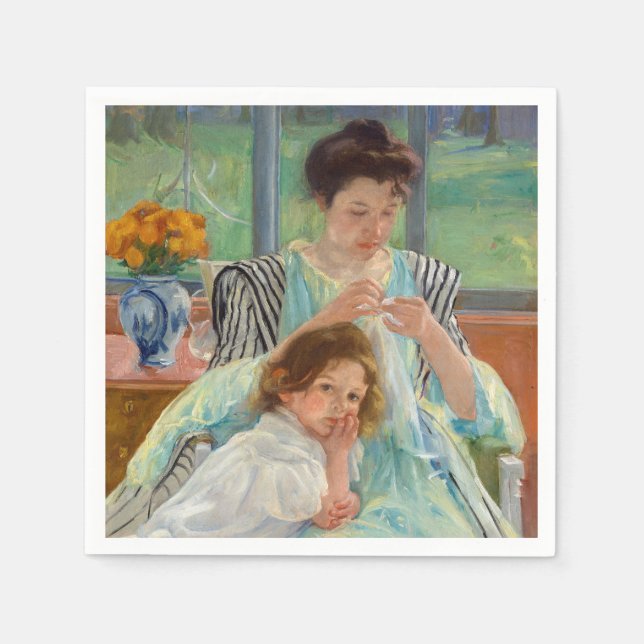 Serviette En Papier Mary Cassatt - Jeune mère coudre (Devant)