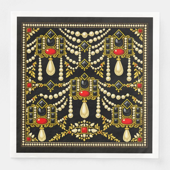 Serviette En Papier Mary Queen of Scots Jewells Inspired Design  (Devant)