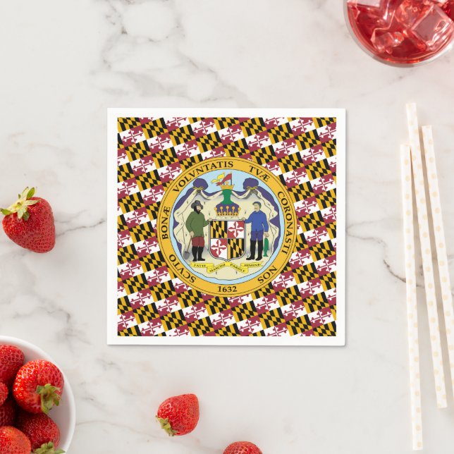 Serviette En Papier Marylander Flag & Seal Design, Flag of Maryland (En situation)
