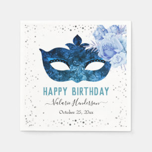 Serviette En Papier Mascarade bleue fête d'anniversaire