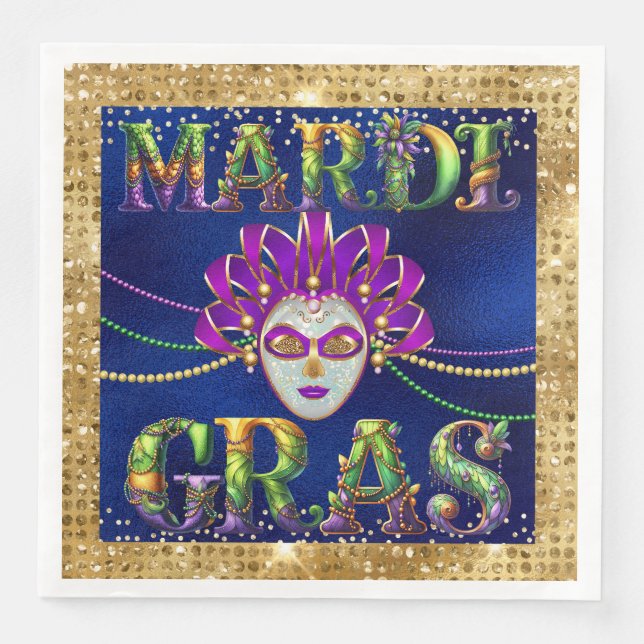 Serviette En Papier Mascarade glamour Mardi Gras (Devant)