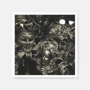 Serviette En Papier Mascarade gothique foncé Mascarade Masques noir et