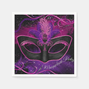 Serviette En Papier Mascarade Pink & Purple Mascarade Party Napkin