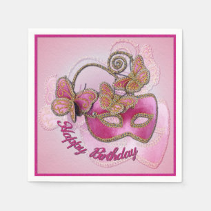 Serviette En Papier Mascarade rose Mascarade Masque Anniversaire