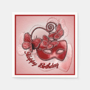 Serviette En Papier Mascarade rouge Mascarade Masque Anniversaire