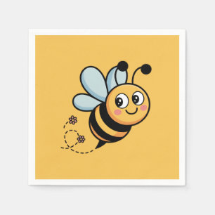 Serviette En Papier Mascotte abeille enfantin avec piste pointillée