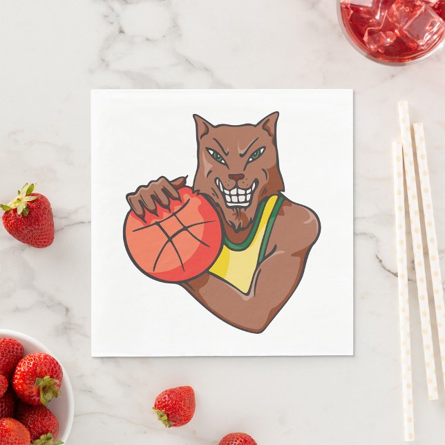 Serviette En Papier Mascotte de basket-ball sauvage Fierce (Créateur téléchargé)