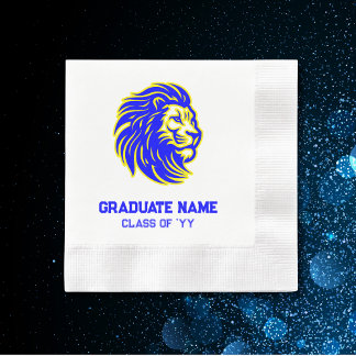Serviette En Papier Mascotte de Lion jaune et bleu