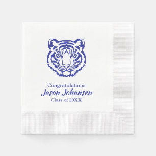 Serviette En Papier Mascotte de tigre bleu foncé Graduation école de s