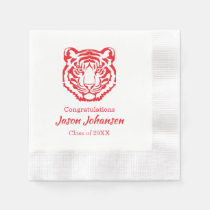Serviette En Papier Mascotte rouge Tiger Lycée Graduation Napkins