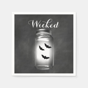 Serviette En Papier Mason Jar Bats Halloween Napkin