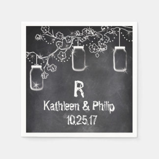 Serviette En Papier Mason Jar Chalkboard Chalkboard Éclairage Mariage