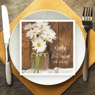 Serviette En Papier Mason Jar et White Daisies Barn Mariage