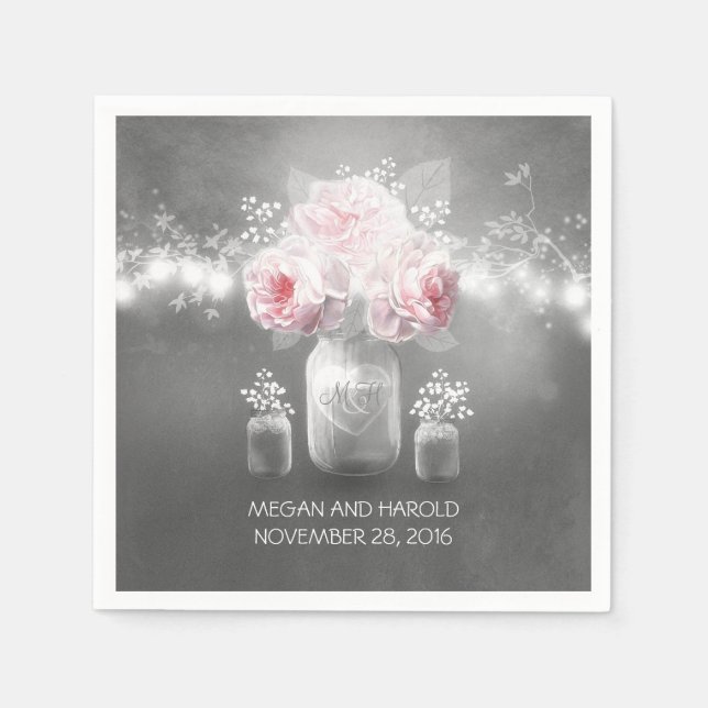 Serviette En Papier Mason Jar Mariage (Devant)