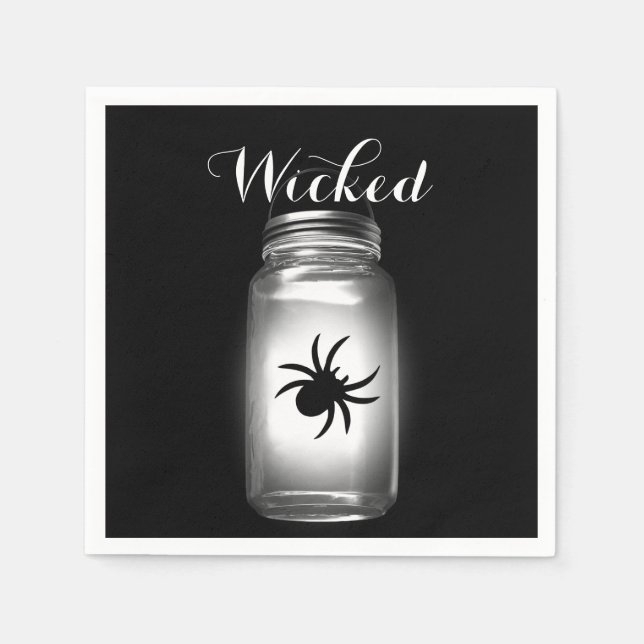 Serviette En Papier Mason Jar Spider Halloween Napkin (Devant)