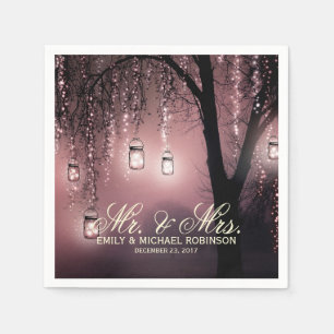 Serviette En Papier Mason jarre phares à cordes arbre mariage rustique