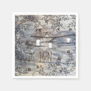 Serviette En Papier Mason Jars & Inséparables Rustic Branch Mariage