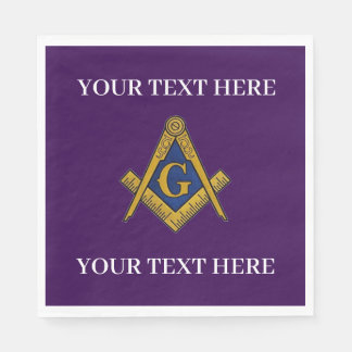 Serviette En Papier Masonic Freemason Square and Compass Purple