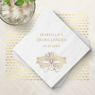 Serviette En Papier Masque de Bal Masqué Élégant Quinceanera