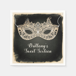 Serviette En Papier Masque de bal masqué vert vintage pour fête Sweet 