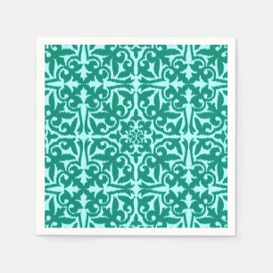 Serviette En Papier Masque de damas d'Ikat - Turquoise et Aqua