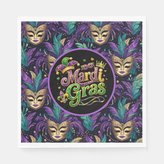 Serviette En Papier Masque de Mardi Gras (Devant)