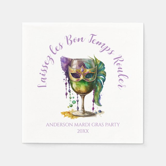 Serviette En Papier Masque de Mardi Gras blanc (Devant)