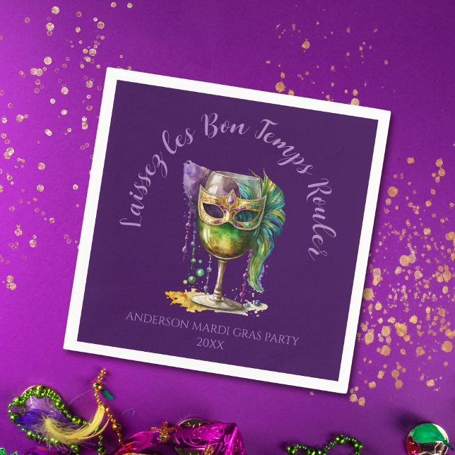 Serviette En Papier Masque de Mardi Gras Violet  (Créateur téléchargé)