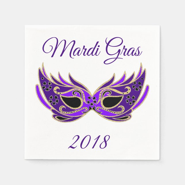 Serviette En Papier Masque Mardi Gras 2018 (Devant)