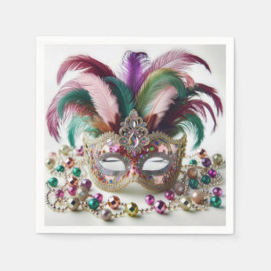 Serviette En Papier Masque Mardi Gras Bijoux